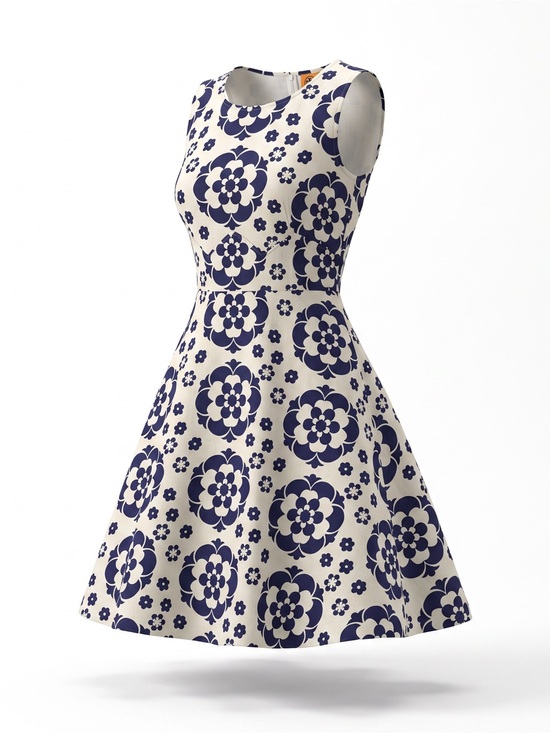 Tory Burch Dresses & Skirts - Sleeveless Floral Midi Dress in Navy and White